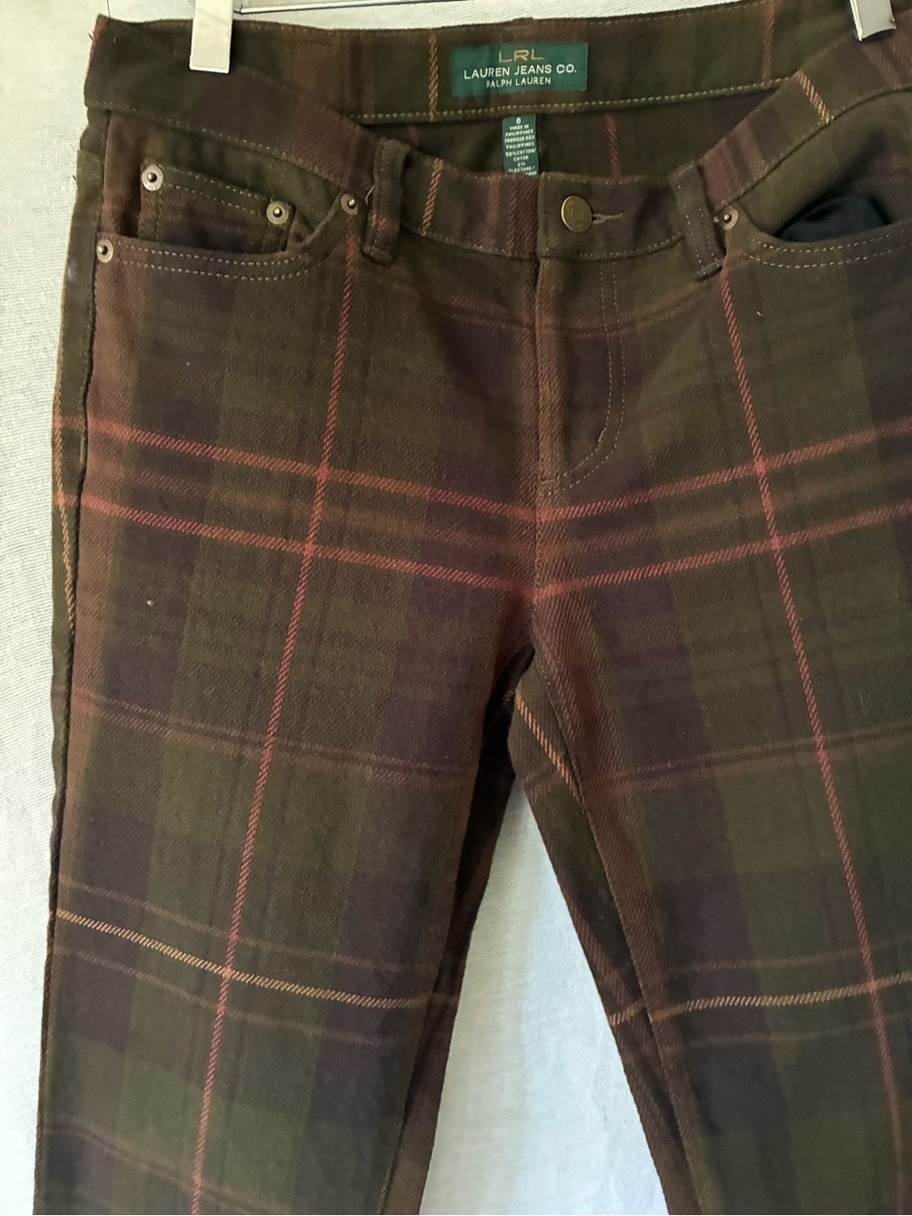 RL Ralph Lauren Plaid Slim Fit Denim- Size 6 Women’s - Picture 5 of 9